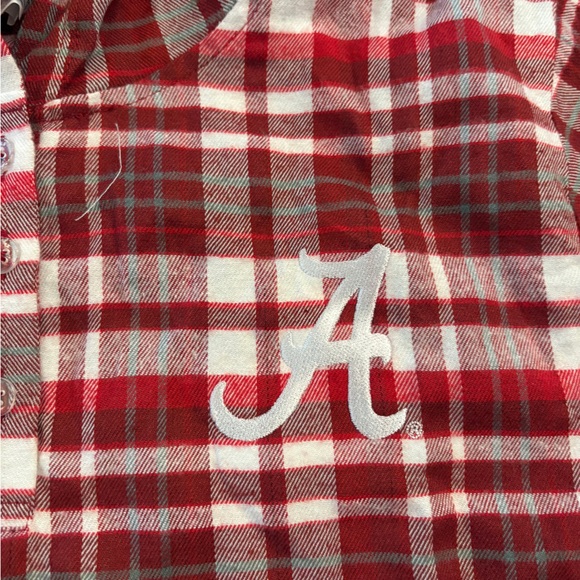 Red & White Plaid Hooded Flannel Sleepshirt with Alabama Logo - Picture 3 of 5